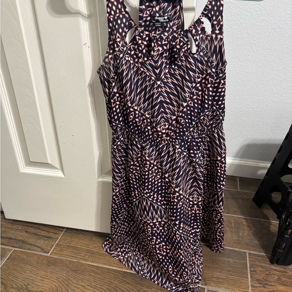 Sequin Hearts Black and White Halter Sundress